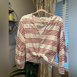 Anthropologie Lavender Field Blouse Red/White Striped